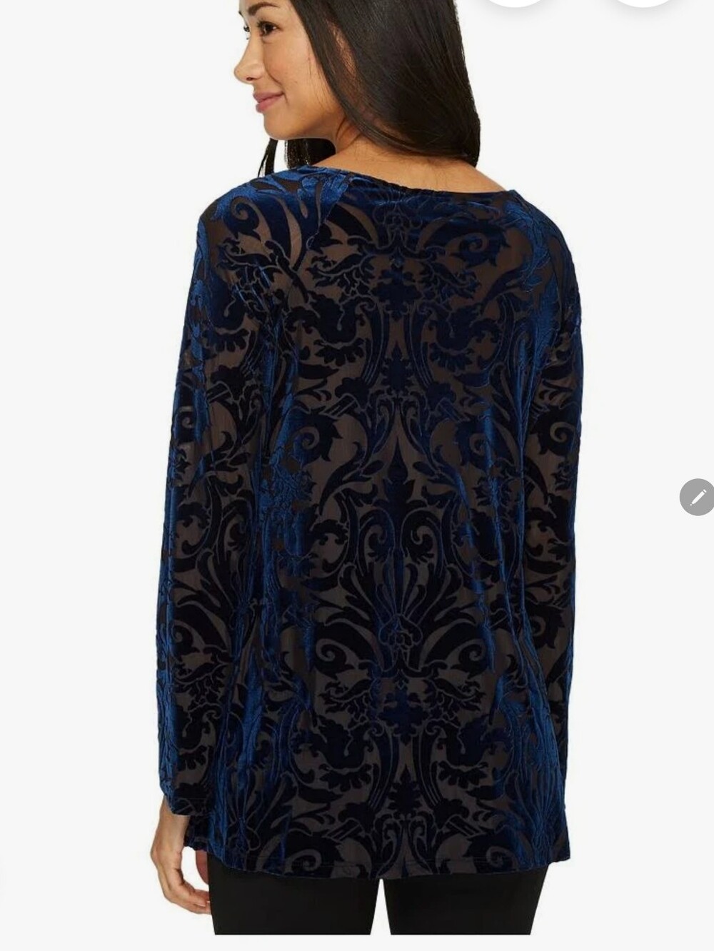Karen Kane Navy and Black Long Sleeve Top - Picture 3 of 5